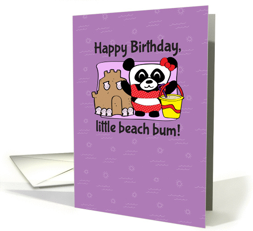 Birthday for Girl - Little Beach Bum Panda on Purple with... (1116680)