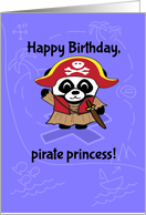 Birthday for Girl - Pirate Princess Panda on Purple Treasure Map card