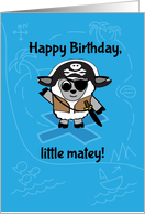 Birthday for Boy - Little Matey Pirate Sheep on Blue Treasure Map card