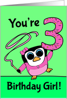 3rd Birthday for Girl - Little Gymnast Penguin (Pink and Green) card