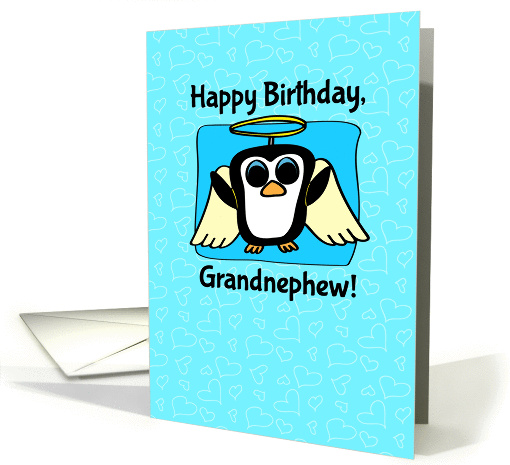 Birthday for Grandnephew - Little Angel Penguin on Blue... (1147240)