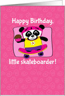 Birthday for Girl - Little Skateboarder Panda Bear on Pink with Swirls card