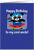 Birthday for Uncle - Little Skateboarder Panda Bear on Blue/Stars card