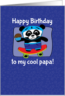 Birthday for Papa - Little Skateboarder Panda Bear (Blue/Stars) card