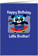 Birthday for Little Brother - Little Skateboarder Panda Bear (Blue) card