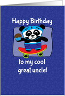 Birthday for Great Uncle - Little Skateboarder Panda Bear (Blue) card