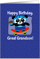 Birthday for Great Grandson - Little Skateboarder Panda Bear (Blue) card