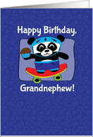 Birthday for Grandnephew - Little Skateboarder Panda Bear (Blue/Stars) card