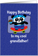 Birthday for Grandfather - Little Skateboarder Panda Bear (Blue/Stars) card