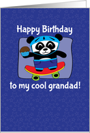 Birthday for Grandad - Little Skateboarder Panda Bear (Blue/Stars) card
