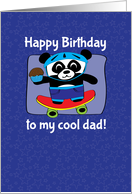 Birthday for Dad - Little Skateboarder Panda Bear (Blue/Stars) card