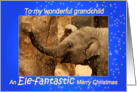 Little Elephant Stars Shower - Merry Christmas to my grandchild card