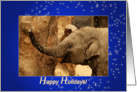 Little Elephant Stars Shower - Happy Holidays Christmas New Year blue card