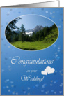 Mountain top hearts blue - Wedding Congrats Hiking card