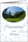 Mountain top hearts in white blue - Wedding Congrats Hiking card