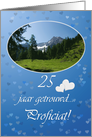 Mountain top hearts blue - 25 jaar getrouwd Anniversary Congrats card