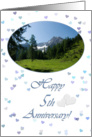 Mountain top hearts white - 5th wedding anniversary congratulations card