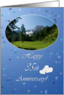 Mountain top hearts blue - 35th wedding anniversary congratulations card