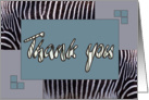 Zebra print Thank you card savannah blue- blank note card