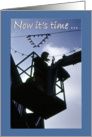 Electrician bucket truck worker silhouette - Time Retirement Congrats card