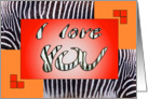 I love YOU - zebra print orange-red - Valentine’s Day card