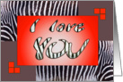 I love YOU - zebra print brown-red - Valentine’s Day card