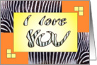 I love YOU - zebra print - orange-yellow - Valentine’s day card