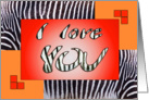 I love YOU girlfriend - zebra print - orange-red card