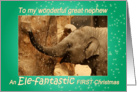 Little Elephant - Merry FIRST Christmas to my great nephew - green card