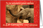 Little Elephant - Merry FIRST Christmas to my great nephew - red card