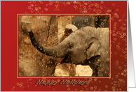 Little Elephant Stars Shower - Happy Holidays Red card