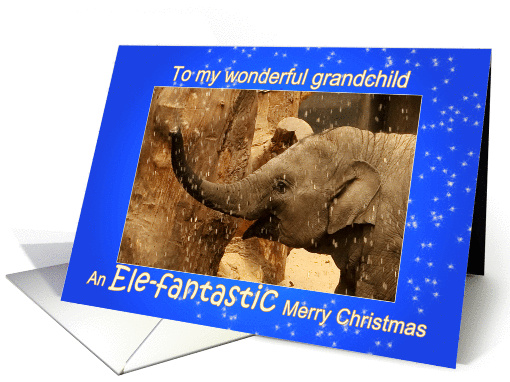 Little Elephant Stars Shower - Merry Christmas to my grandchild card