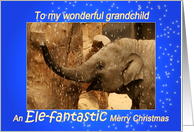 Little Elephant Stars Shower - Merry Christmas to my grandchild card