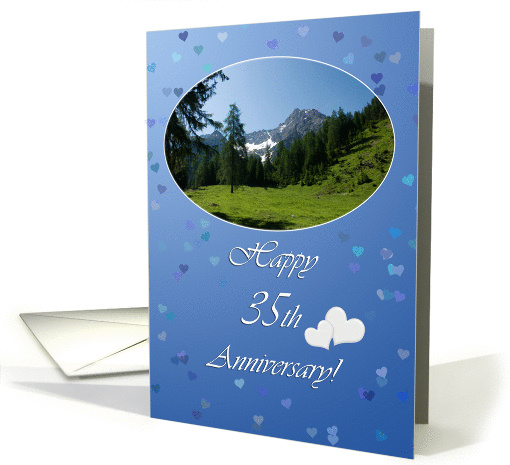 Mountain top hearts blue - 35th wedding anniversary... (1113708)