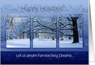 Reaching Far Winter Tree - Happy Holidays Dreams Business Employees card
