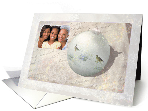 Victorian Christmas - Geese on Christmas ornament - Custom photo card