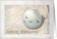 Victorian Christmas Geese on ornament - German Frhliche Weihnachten card