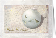 Victorian Christmas Geese on ornament - German Holidays Frohe Festtage card