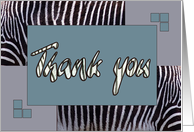 Zebra print Thank you card savannah blue- blank note card