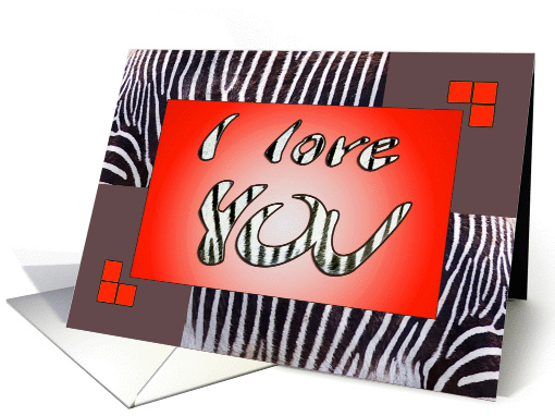 I love YOU boyfriend - zebra print - brown-red card (1150980)