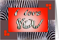 I love YOU boyfriend - zebra print - brown-red card