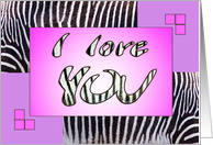 I love YOU granddaughter - zebra print - pink-purple card