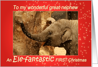 Little Elephant - Merry FIRST Christmas to my great nephew - red card