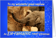 Little Elephant - Merry FIRST Christmas to my great nephew - blue card