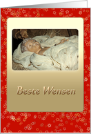 Baby Jesus in manger - Beste Wensen Best Wishes Holidays Dutch card