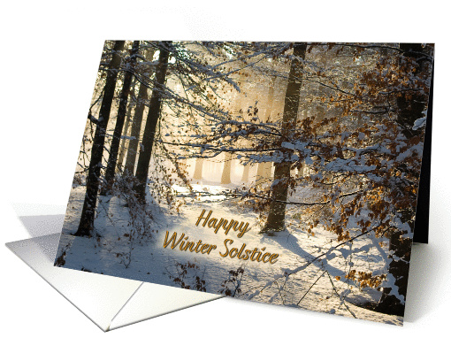 Light Filtering through snowy woods - Happy Winter Solstice card