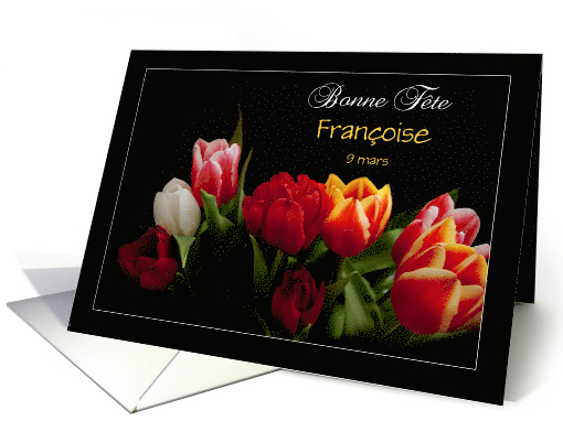 Tulips Love - French Name Day Bonne Fte - Custom Name specific card