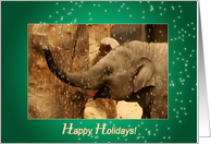 Little Elephant Stars Shower - Happy Holidays green - customized card