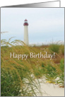Happy birthday wish with the Cape May, NJ, lighthouse in the distance card