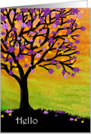 Hello, thoughts of you blossom in my heart greeting card. card